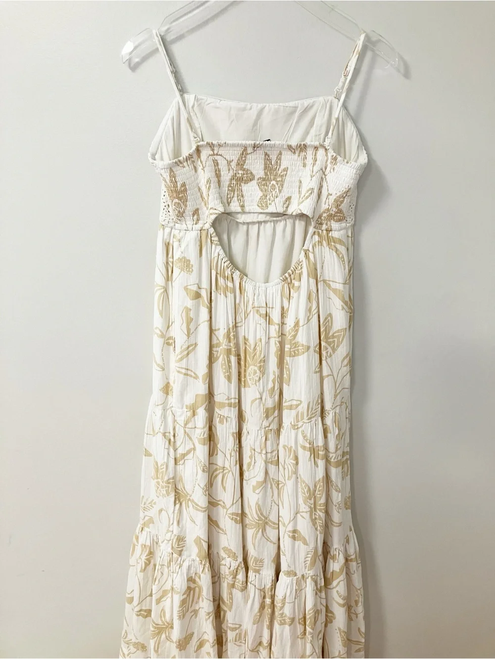 American Eagle | White Crochet Babydoll Gauze Maxi Dress XL Boho Chic Tiered
